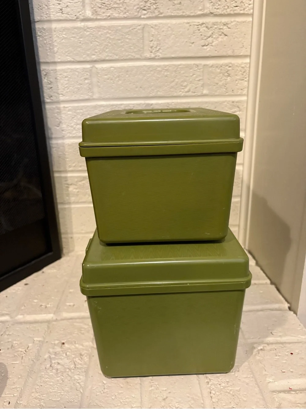 Vintage Avocado Green Sewing Cases Boxes Set of 2 Wilson Mfg Corp Wil-hold
